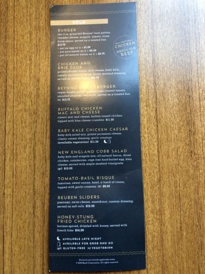 Hyatt Place New York Midtown South Room Service Menu Page 2