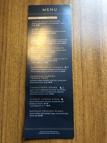 Hyatt Place New York Midtown South Room Service Menu Page 2