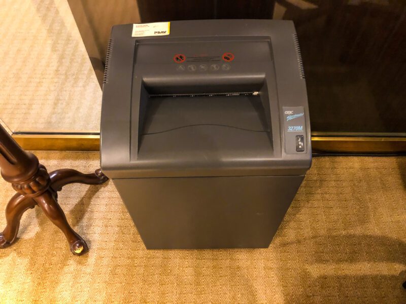 St Regis New York business center shredder