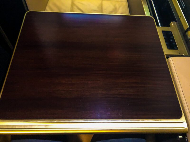Etihad first class tray table