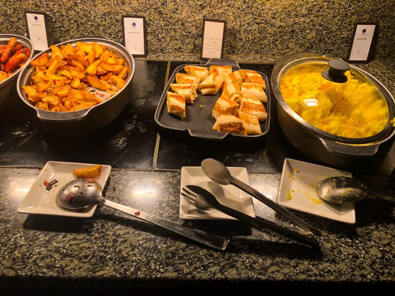 Hilton New York Times Square breakfast potatoes eggs and wraps