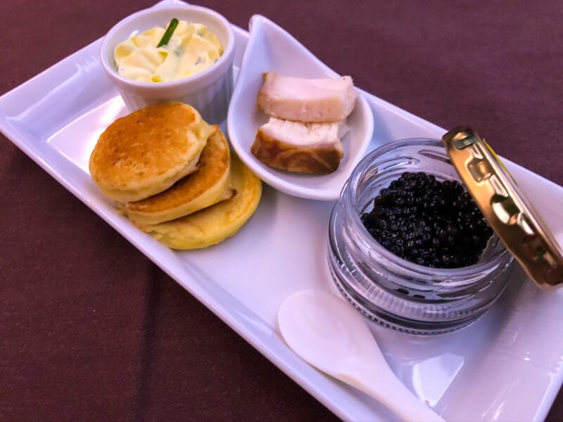 Japan Airlines First Class Caviar Presentation