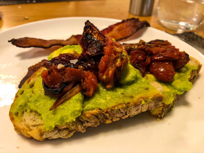 Qantas First Class Lounge Lax Avocado Bacon Toast