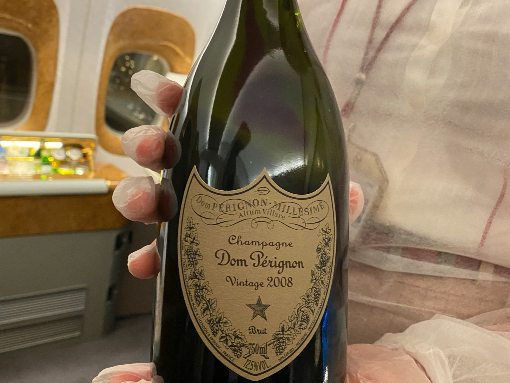 Emirates 777 First Class 2008 Dom Perignon Champagne