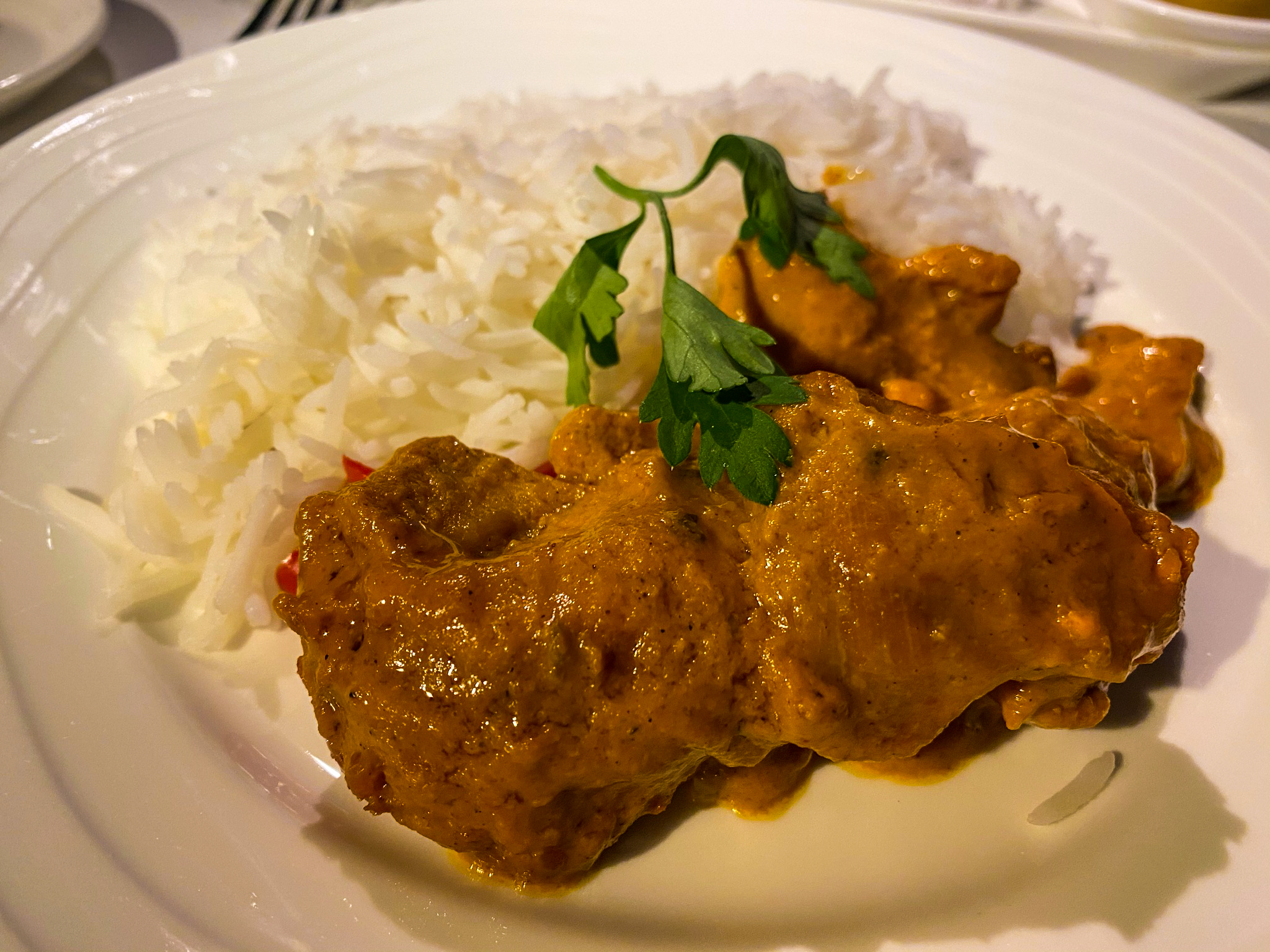 Emirates 777 First Class Butter Chicken