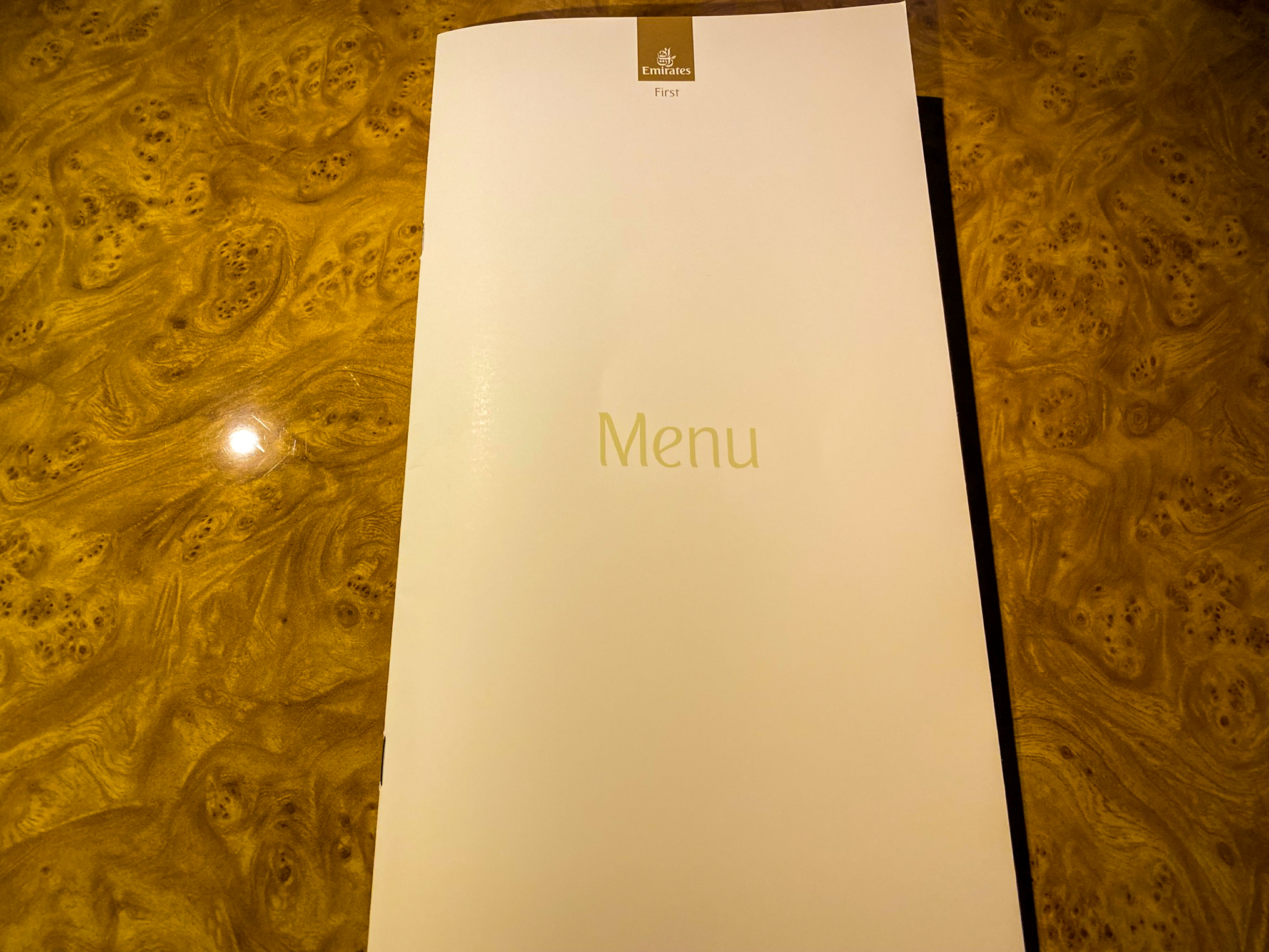 Emirates 777 First Class Food And Beverage Menu