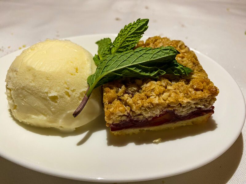 Lufthansa 747-8 First Class Blueberry Crumble With Vanilla Ice Cream