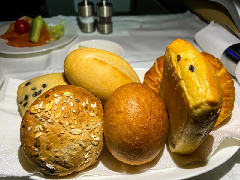 Lufthansa 747-8 First Class Bread Selection