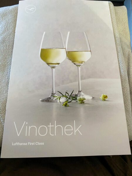 Lufthansa 747-8 First Class Drink Menu