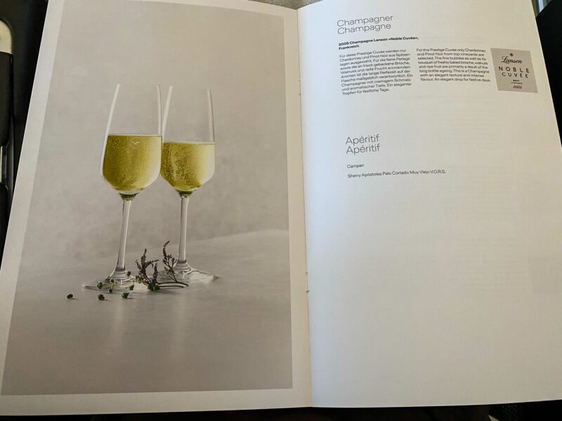 Lufthansa 747-8 First Class Drink Menu Continued