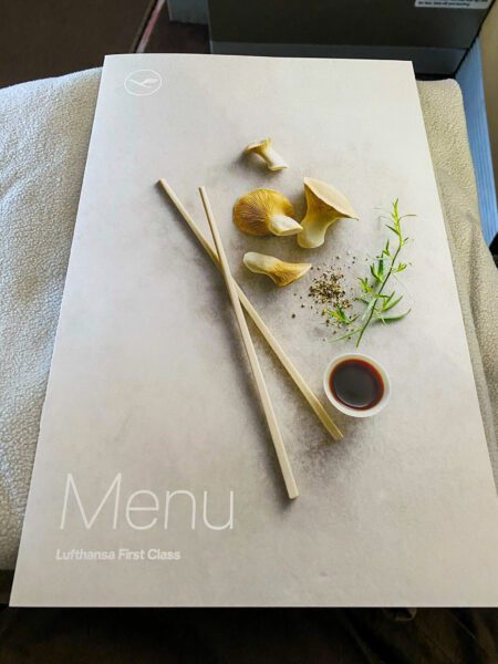 Lufthansa 747-8 First Class Food Menu