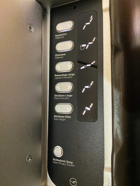 Lufthansa 747-8 First Class Seat Controls