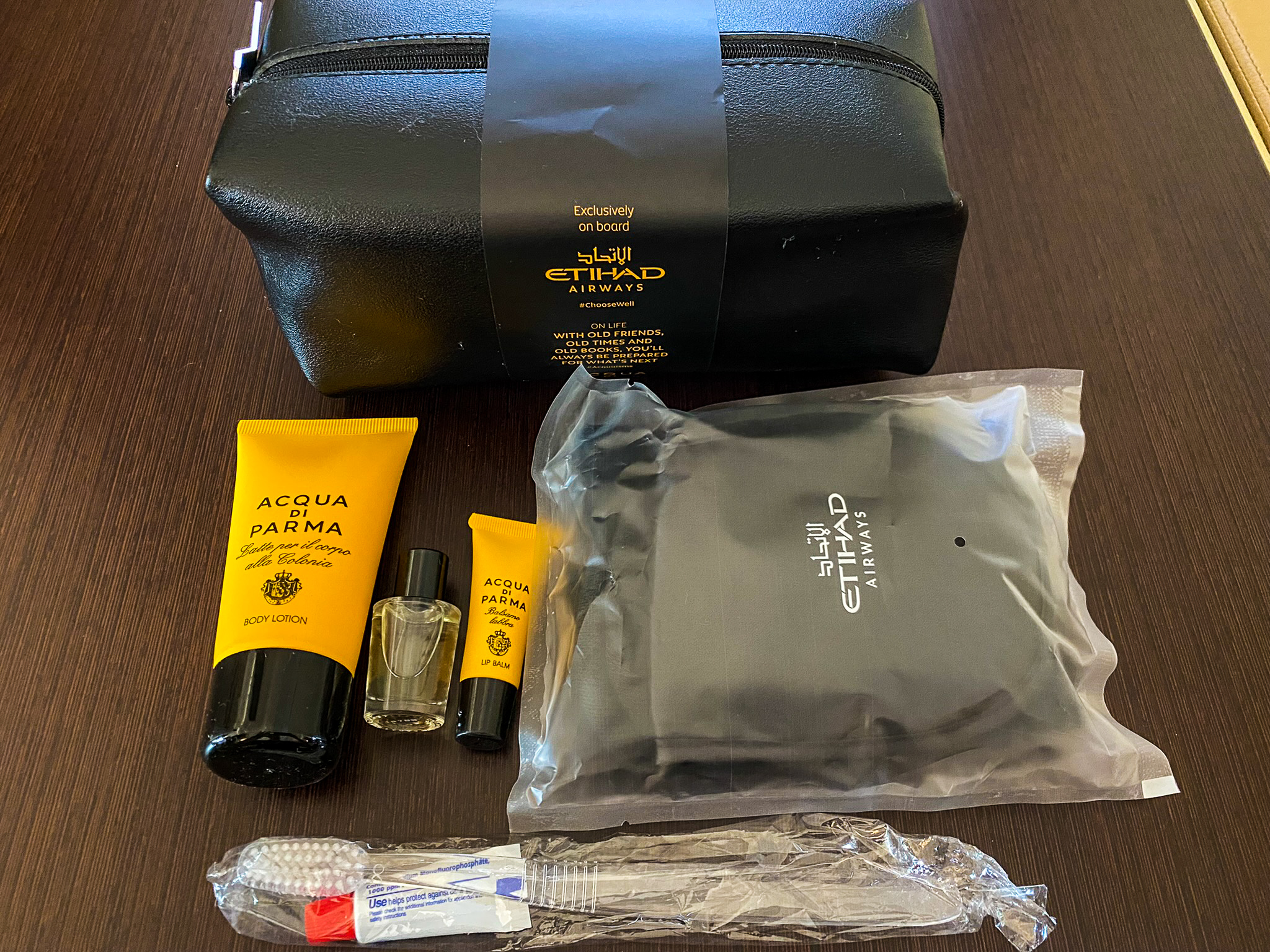 Etihad first class Acqua di Parma amenity kit