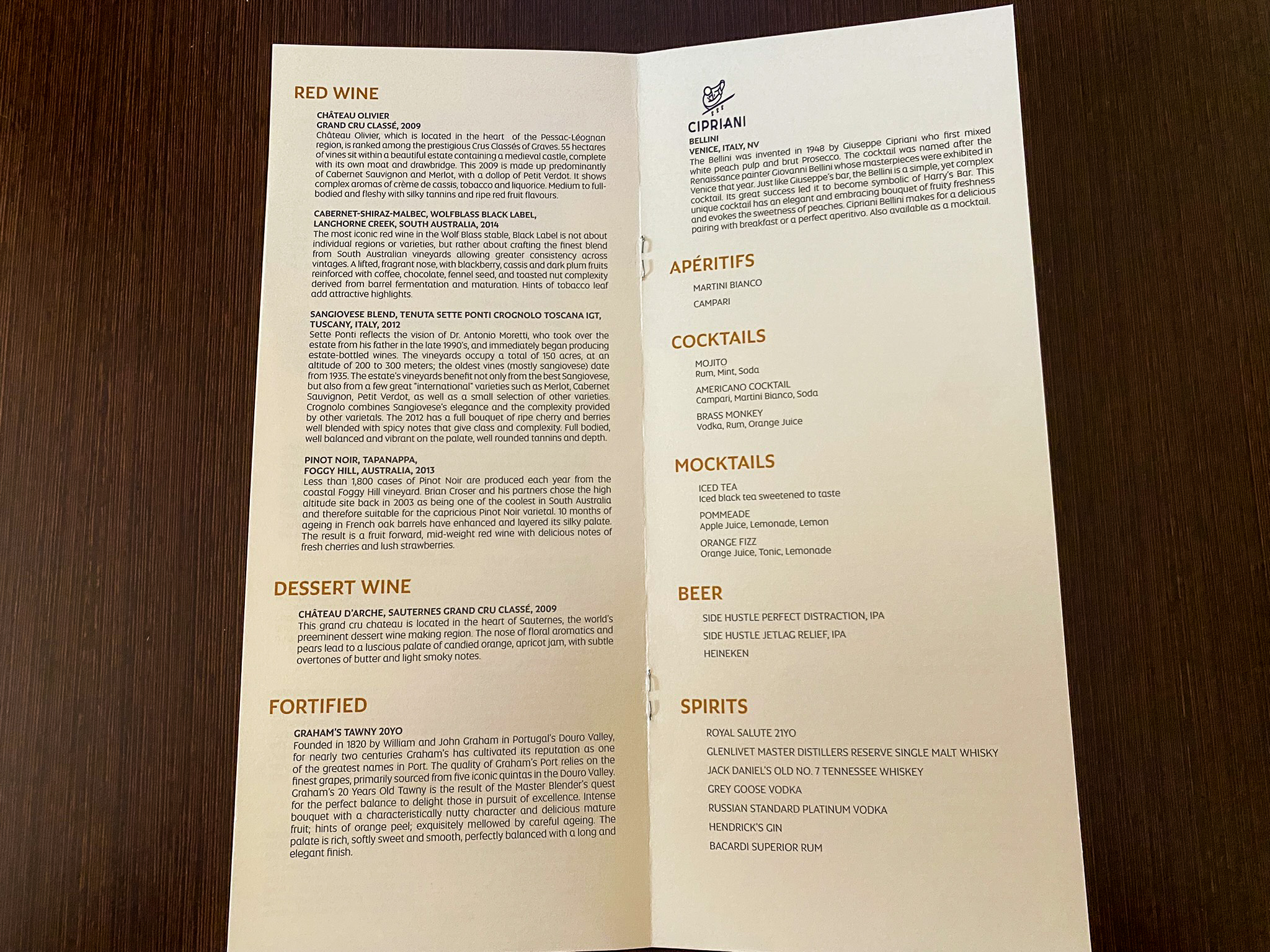 Etihad first class wine list 2