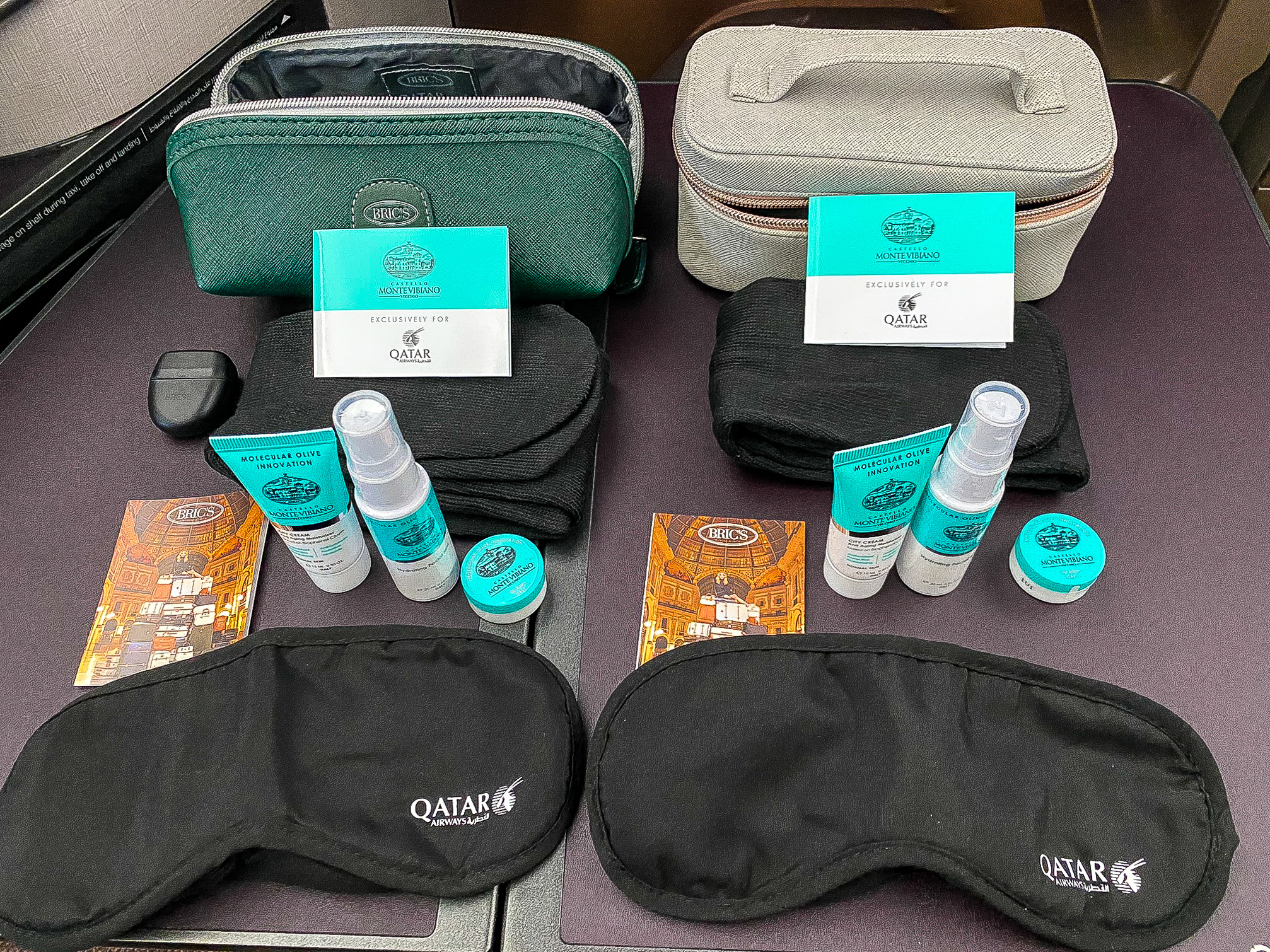 Qatar Airways Qsuites amenity kit contents