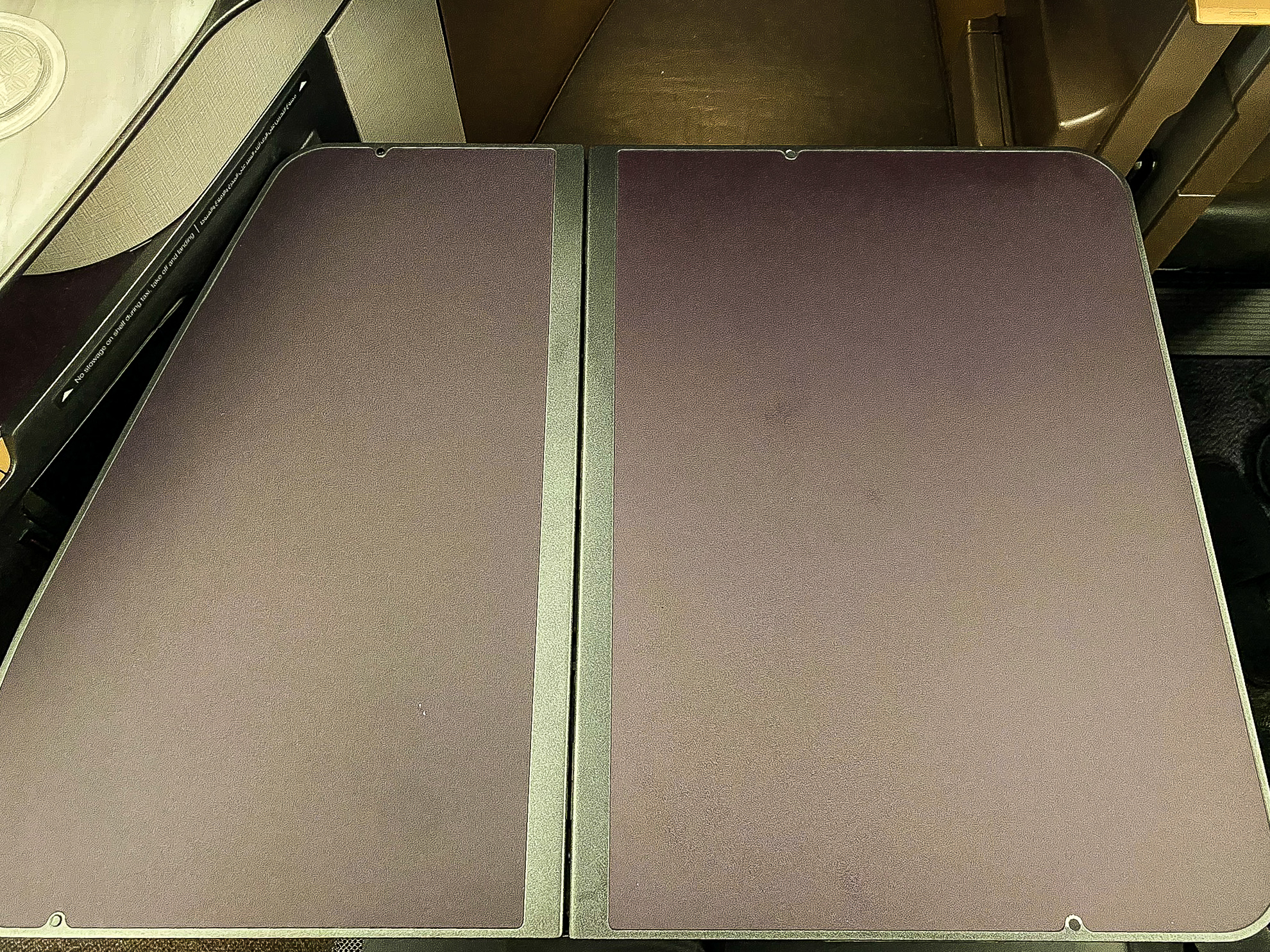 Qatar Airways Qsuites tray table