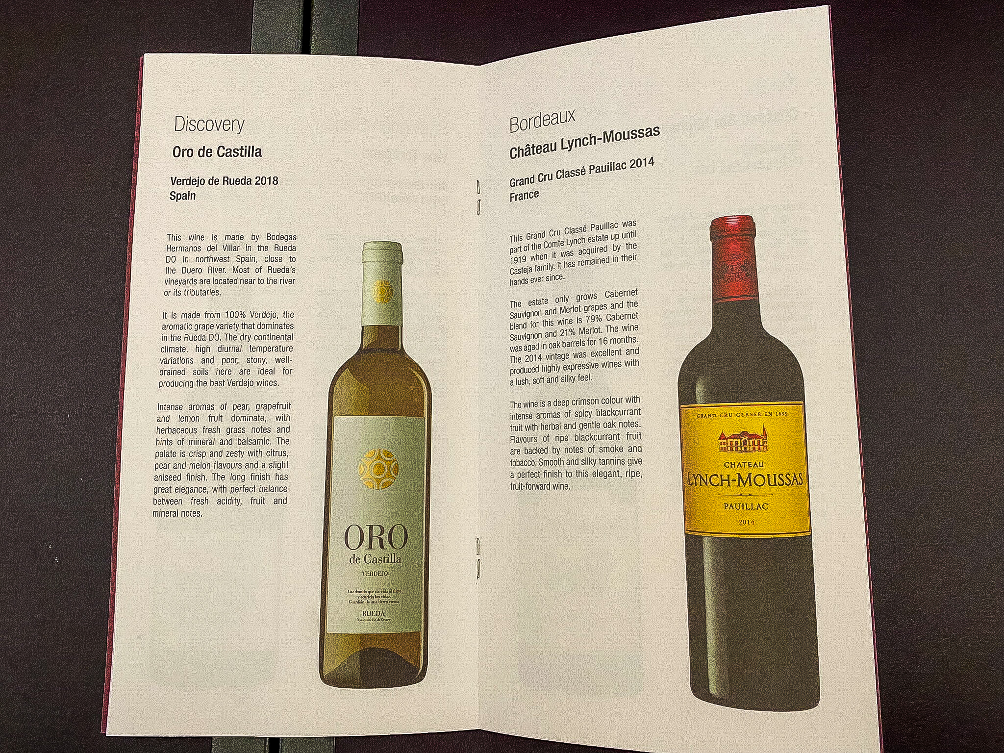 Qatar Airways Qsuites wine list 3