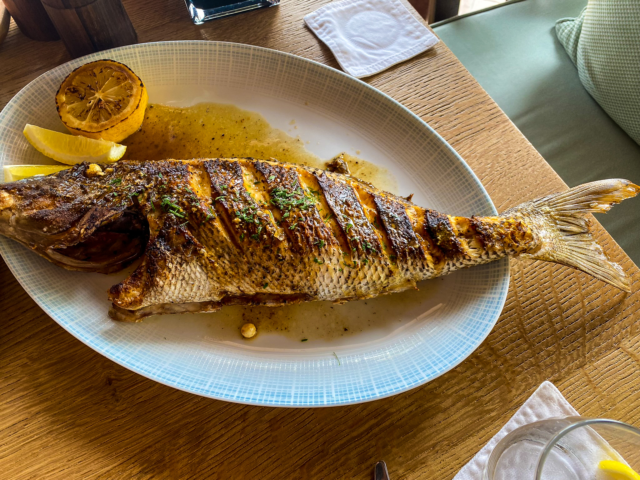 Waldorf Astoria Maldives Ithaafushi Peacock Alley grilled emperor snapper