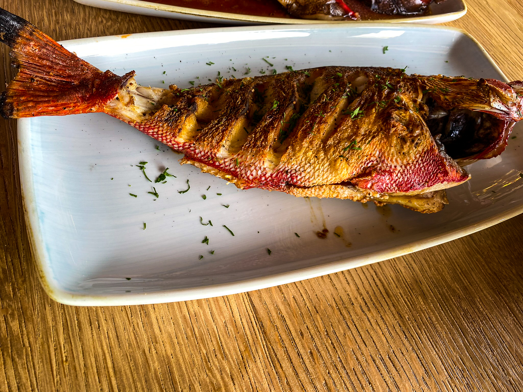 Waldorf Astoria Maldives Ithaafushi Peacock Alley pan-fried red snapper