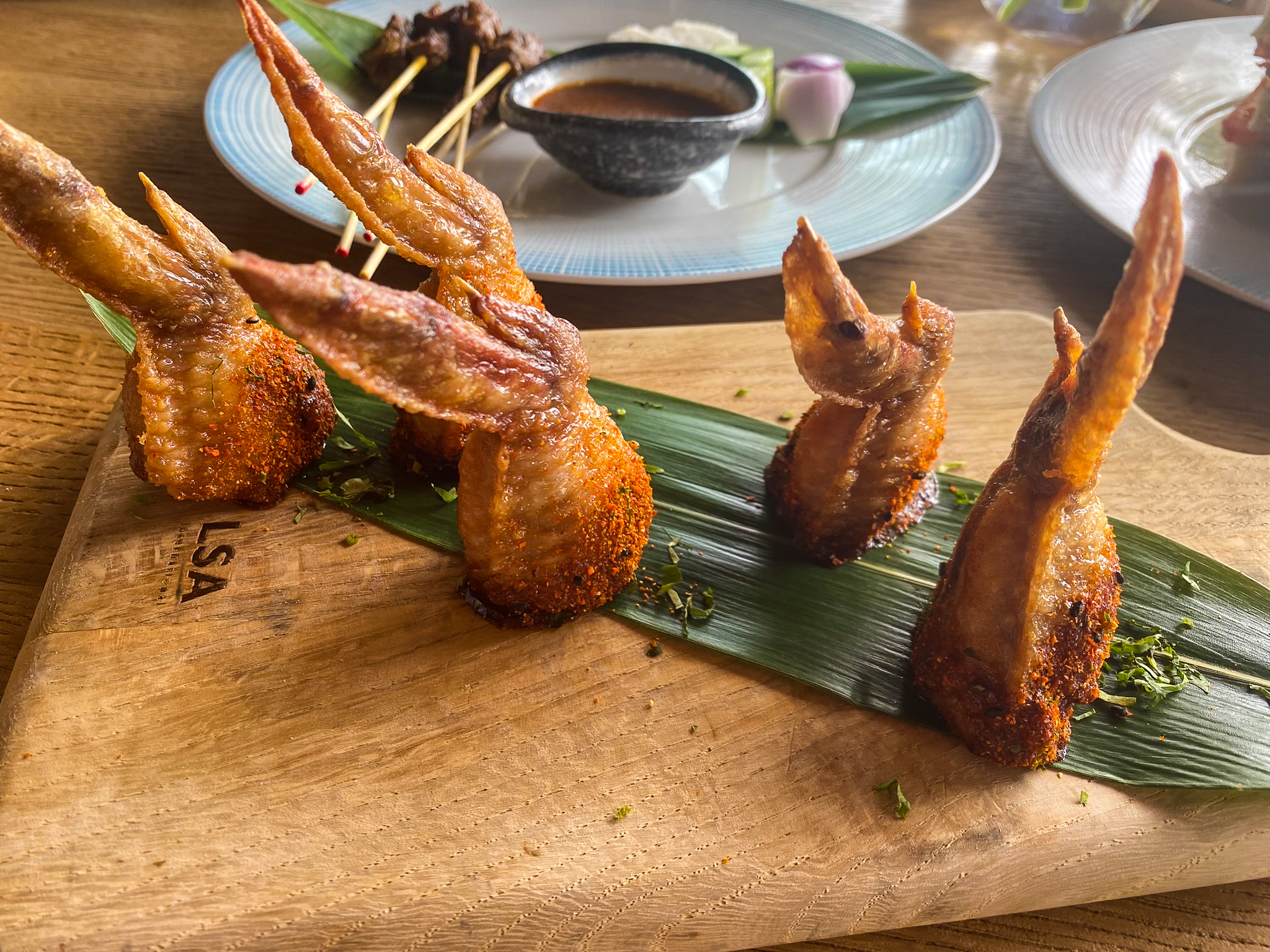 Waldorf Astoria Maldives Ithaafushi Peacock Alley stuffed chicken wings