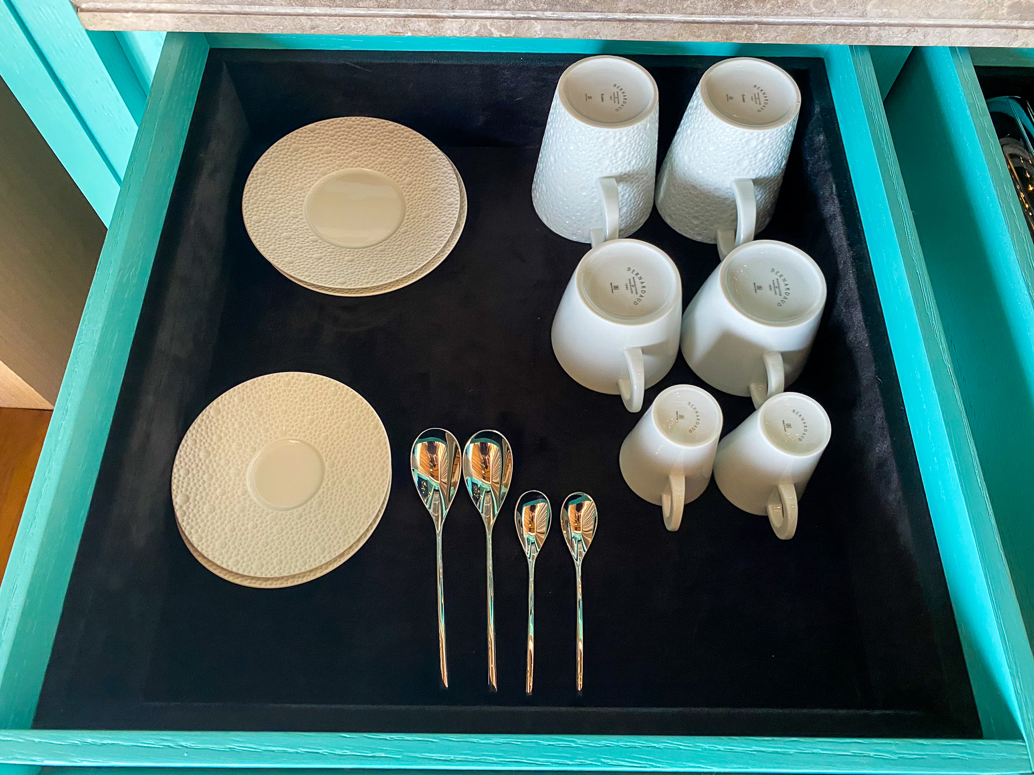 Waldorf Astoria Maldives Ithaafushi king reef villa cups and saucers