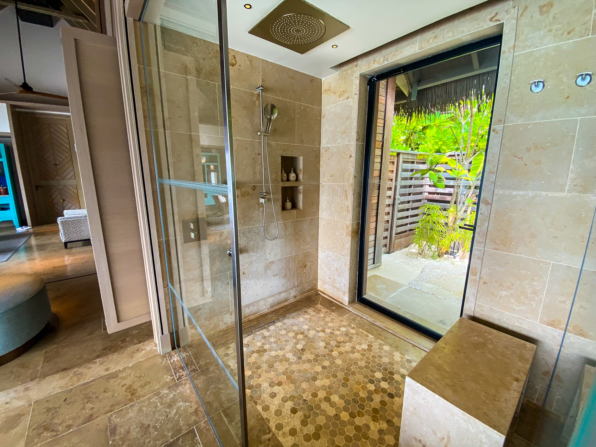 Waldorf Astoria Maldives Ithaafushi king reef villa walk-in rain shower