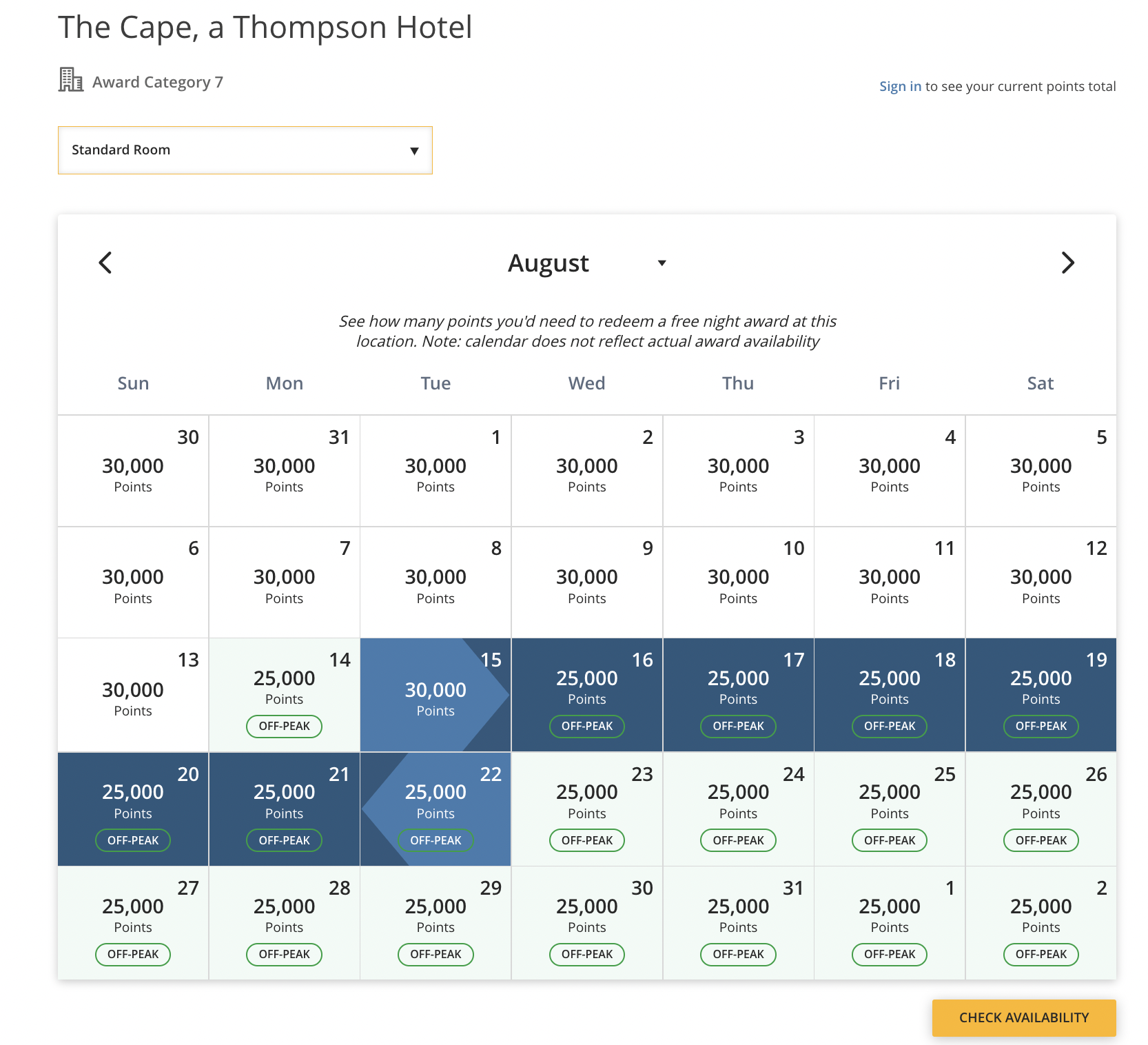 Hyatt-Points-Calendar