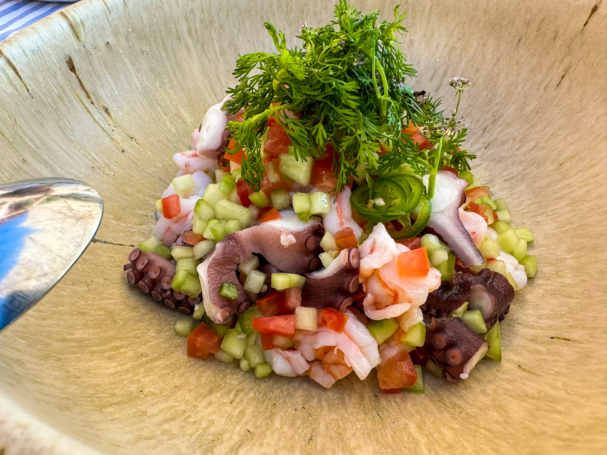 One&Only Mandarina Jetty Beach Club octopus ceviche