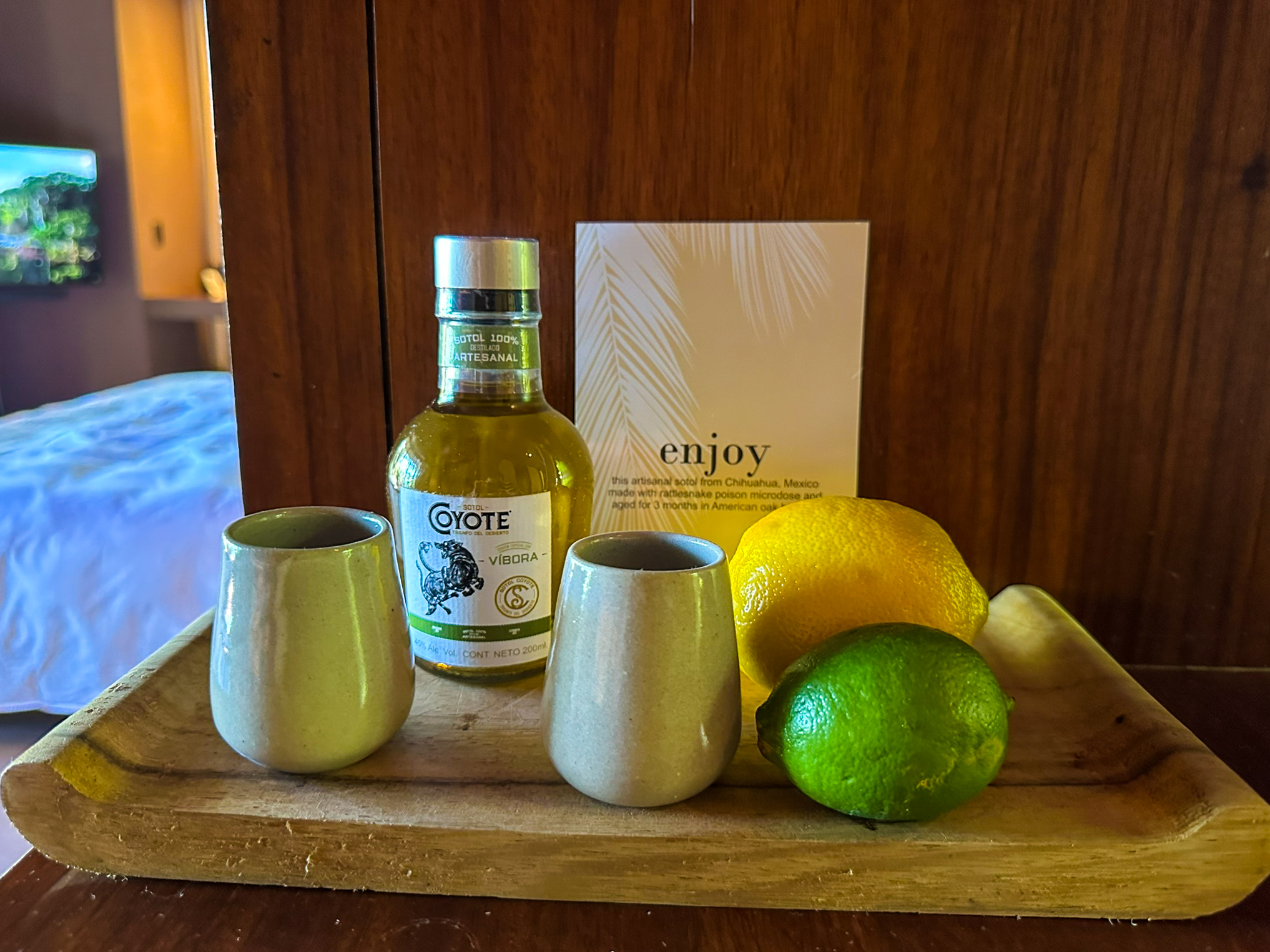 One&Only Mandarina complimentary tequila amenity